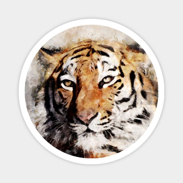 Dramabite Watercolor Tiger Portrait Magnet by dramabite